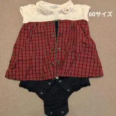 familiar チェック柄ロンパース60サイズ