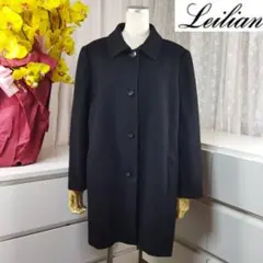 新品同様 3L レリアン 黒 高級 カシミヤ100% レディコート