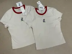 ミニーマウス刺繍 Tシャツ Sサイズ オフホワイト