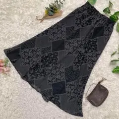 極美品 シーソラス白鳳 アート ロング スカート レトロ 花柄 Mサイズ相当