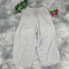 【YACCOMARICARD】ライトグレー ワイドパンツ（1）リネン100% 麻