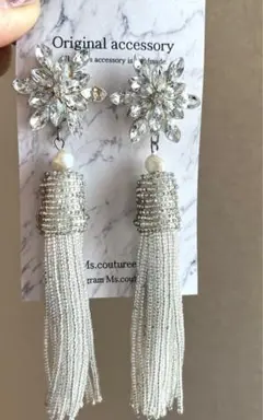 タッセルピアス ビジュー 結婚式