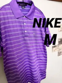 NIKE ナイキ タイガーウッズ コレクション 紫 ストライプ ポロシャツ 半袖
