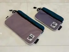 特価 美品 チャムス chums パープル ジッパーポーチ2個セット 自立タイプ