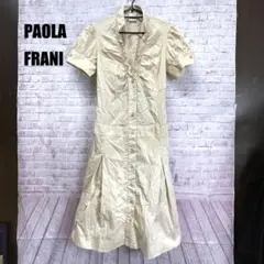 PAOLA FRANI　ワンピース　半袖　ベージュ　襟フリルデザイン