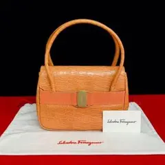 極 美品 サルバトーレフェラガモ レザー クロコ ヴァラリボン トートバッグ