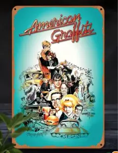 【輸入品】ブリキ看板/アメリカ映画『アメリカン・グラフィティ』ポスター看板
