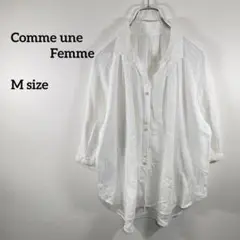 Comme une Femme ストライプ ホワイトシアーシャツ38 a256③