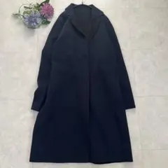 【美品】 AMACA ウールリバー チェスターコート ネイビー 38サイズ