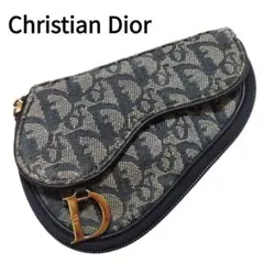 【スペイン製】クリスチャンディオール ポーチ グレー サドル トロッター D金具