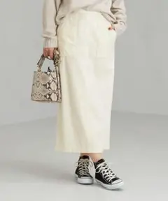 AP90 UNITED ARROWS コーデュロイ タイトスカート 日本製 白