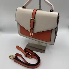 ベージュオレンジハンドバッグ