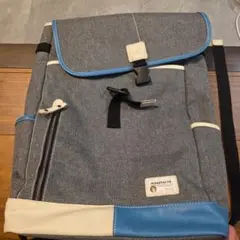 MOUSTACHE リュック グレー/青 フラップ付き