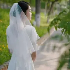 無地ウェディングショートベール2層ベールダウン ブライダル結婚式