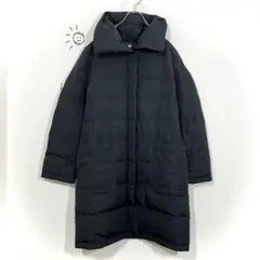 PECA ダウンコート(L)ブラック ビックカラー ジップアップ 無地 暖か