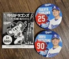 中日　ドラゴンズ　どらポジ　缶バッジ　2個