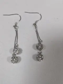 クリスタル風のロングピアス　シルバー925　a-52