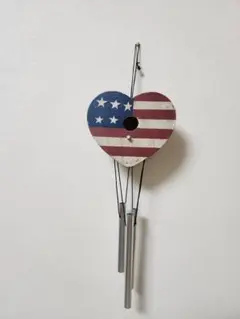 アメリカ国旗デザイン 風鈴 ハート型/壁掛け　２点セット