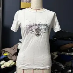 ホワイト グラフィックプリント Tシャツ Mサイズ