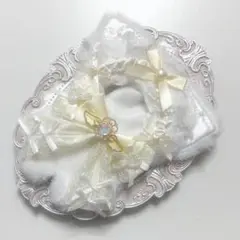 ♡ぬい服　10〜12cm用　ホワイト×ベビーイエロー　ねこ　チェーンフック付き♡