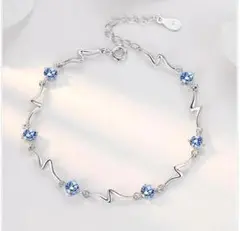ブルークリスタルブレスレット 女性ファッションダイヤモンドモザイクブレスレット