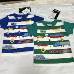 ベビー服子ども服　Tシャツ　80cm 働く車　のりもの　男の子　ブルー　グリーン