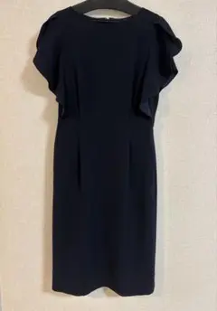green label relaxingネイビー フリル袖 ドレス サイズ38
