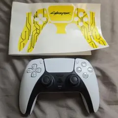 PS5 ワイヤレスコントローラー 美品 サイバーパンクデザインステッカーつき