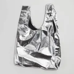 【BAGGU】スタンダード　SPACE SILVER　エコバッグ　メタリック　銀