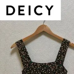 ☆美品【DEICY】デイシー 花柄ベロアサロペット ベルト紐付 ブラウン