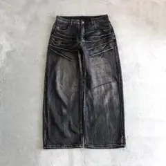 archive baggy wide fade black denim Y2K