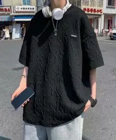 ニュージェントルマン　ブラックＬ　ロゴジャガードオーバーサイズTシャツ（未使用）