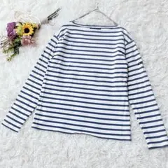 【セントジェームス】 ボーダー柄　長袖　カットソー　Ｔシャツ　ホワイト　ブルー