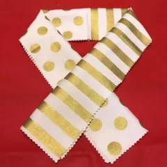 【38】半襟 半衿 ハンドメイド ハギレ ストライプ ドット ボーダー 金