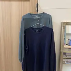UNIQLO 長袖カットソー XLサイズ ネイビー グリーン