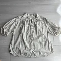 earth music&ecologyベージュ 五分袖 シャツ ルーズフィット
