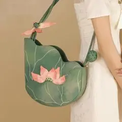 ＊新品・１点限定・インポートショルダーバッグ＊蓮の花デザイン 個性派 ロータス