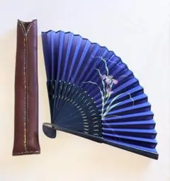 ハンドメイド・本革扇子ケース、扇子付