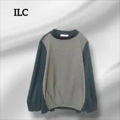 アイエルシー　カットソー　ニット　ダークグリーン チェック柄