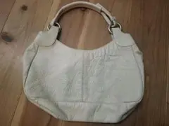 LAURA ASHLEY　アイボリー レザー ハンドバッグ　ローラアシュレイ