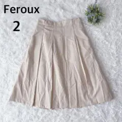 フェルゥ　Feroux　ひざ丈フレアスカート　ベージュ　オンワード樫山1655