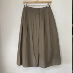 美品◎KEFFY（S~M）タックフレアスカート　ウエストボタン　ブラウン系