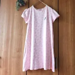 【150cm】バービー ピンク 半袖 ワンピース リップ 刺繍 女の子