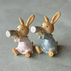 うさぎの赤ちゃん 2匹 置物 樹脂製
