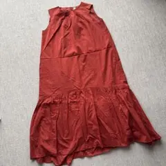 UNIQLO 赤 ノースリーブシャツワンピース S
