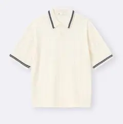 GU ウォッシャブルケーブルニットポロシャツ