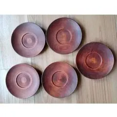 木製ダークブラウン皿5枚セット