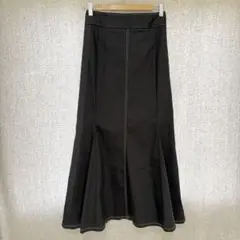 美品✦GU ステッチマーメイドロングスカート M 黒ブラック ゴム/ストレッチ