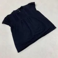 Anatelier ブラウス ブラック 半袖 タック レース ノースリーブ 大人