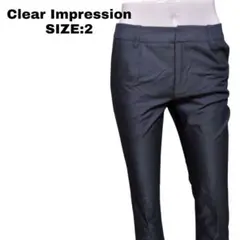 Clear Impression 紺色スラックス センタープレス 美脚 M 古着